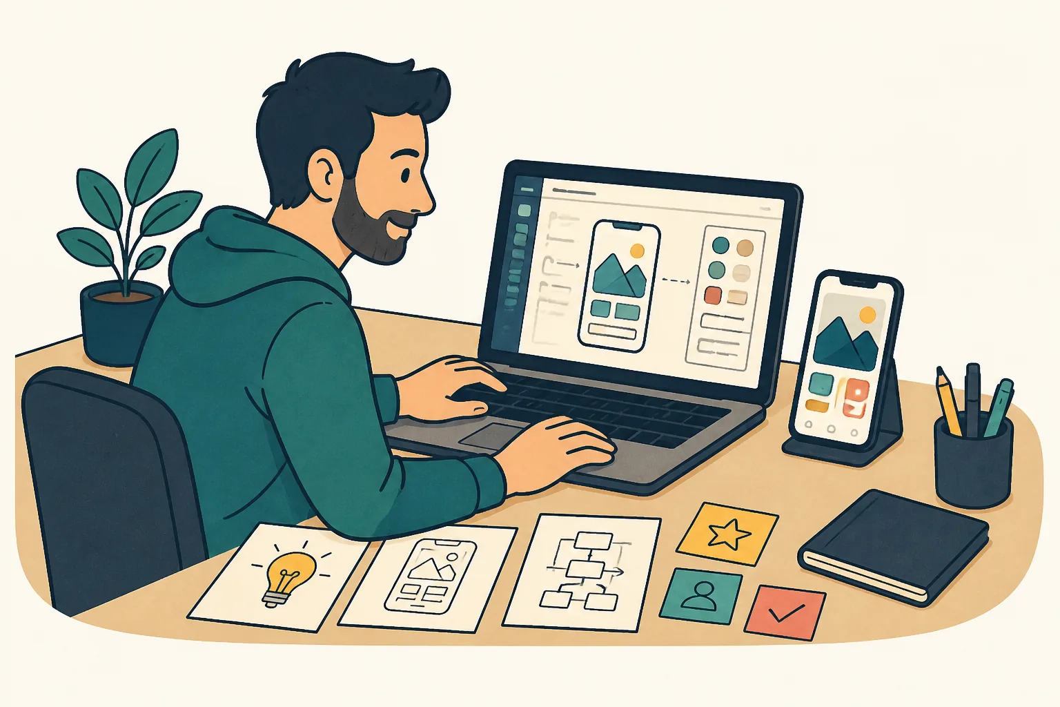 Profesional convirtiendo una idea en una aplicación con inteligencia artificial